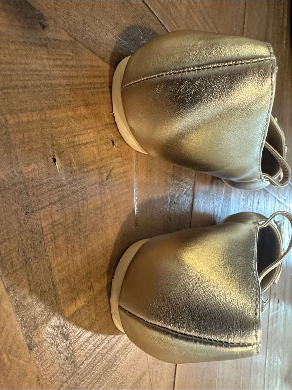 Janie and Jack Metallic Gold Mary Jane Flats with Bow Strap